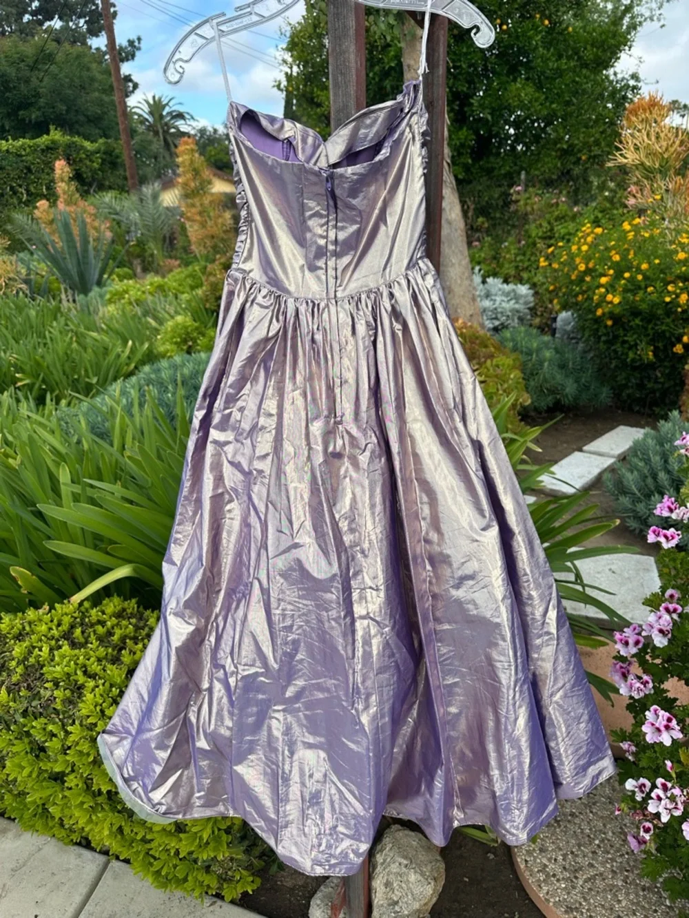 GUNNE SAX Jessica McClintock Purple Prom Gown 5 Iridescent 80s Bridgerton Formal - Picture 6 of 11
